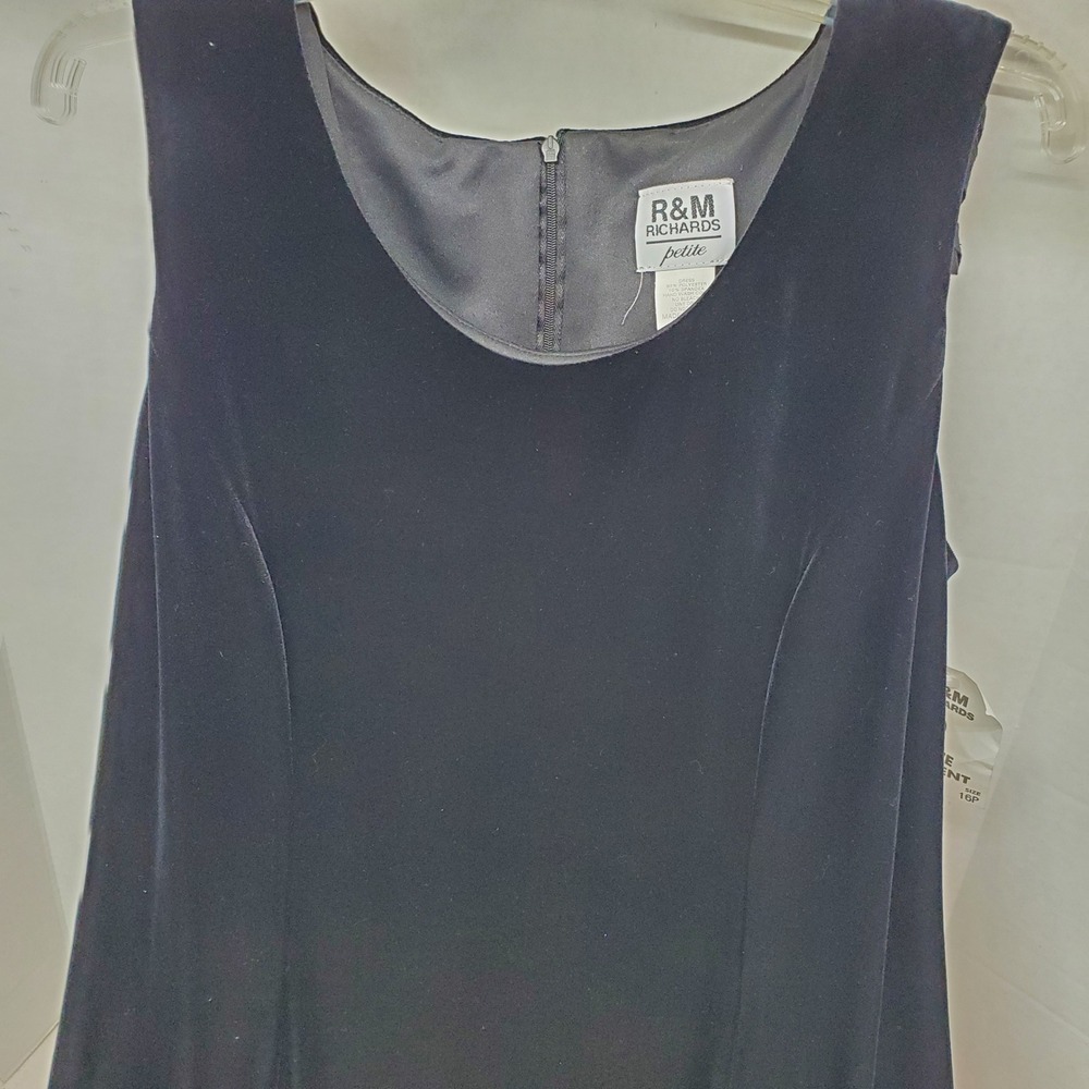 R&M Richards Petite Black Velvet Maxi Dress 16P NWT Whimsigoth Witchy Formal